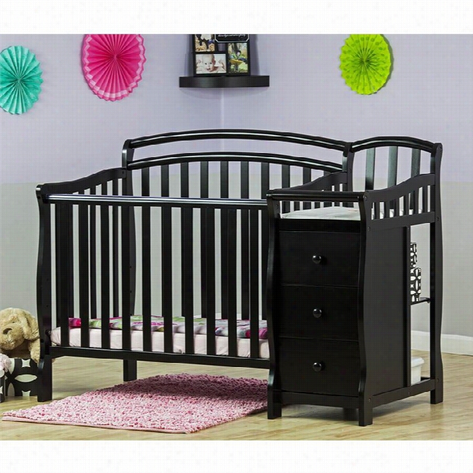 Dream On Me Casco 4-in-1 Mini Crib And Changing Table In Black