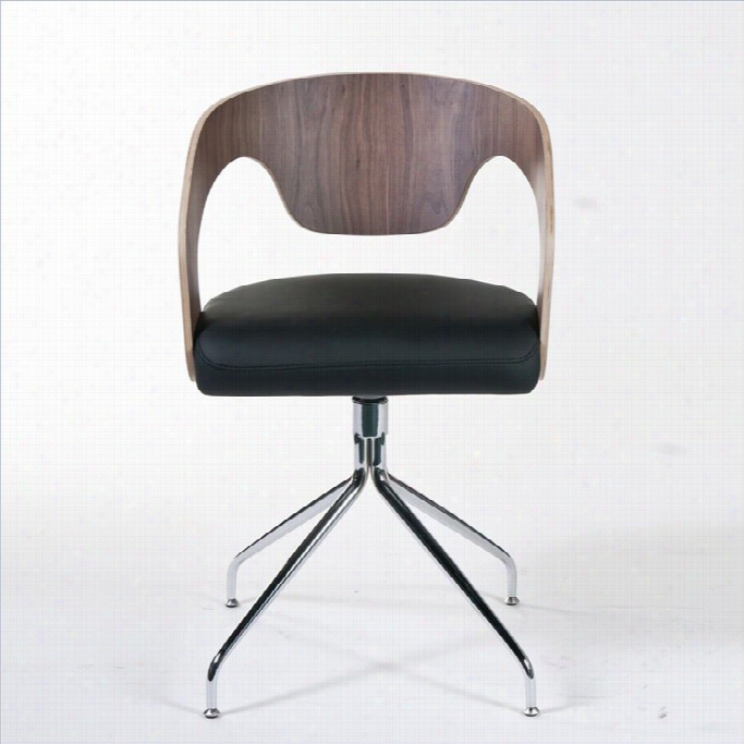 Eurostyle Bernice Swivel Arm Dining Chair In Walnut And Black