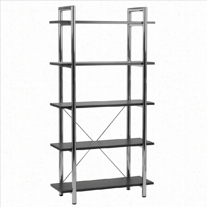 Eurostye Ledah 5 Shelf Metal Rakc Bookacse-white