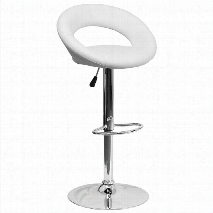 Flash Furniture 24 To 33 Ruonded Back Adjustable Bar Stool In White