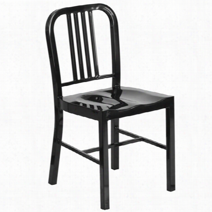 Flas Hfurniture Metal Dining Chair In Blaack