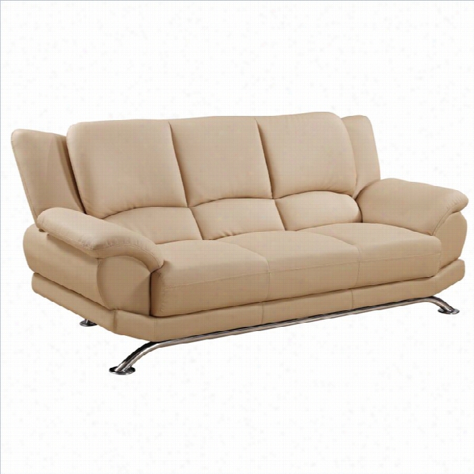 Global Furniture Usa 9908 Leather Sofa In Cappuccino With Chrome Legs