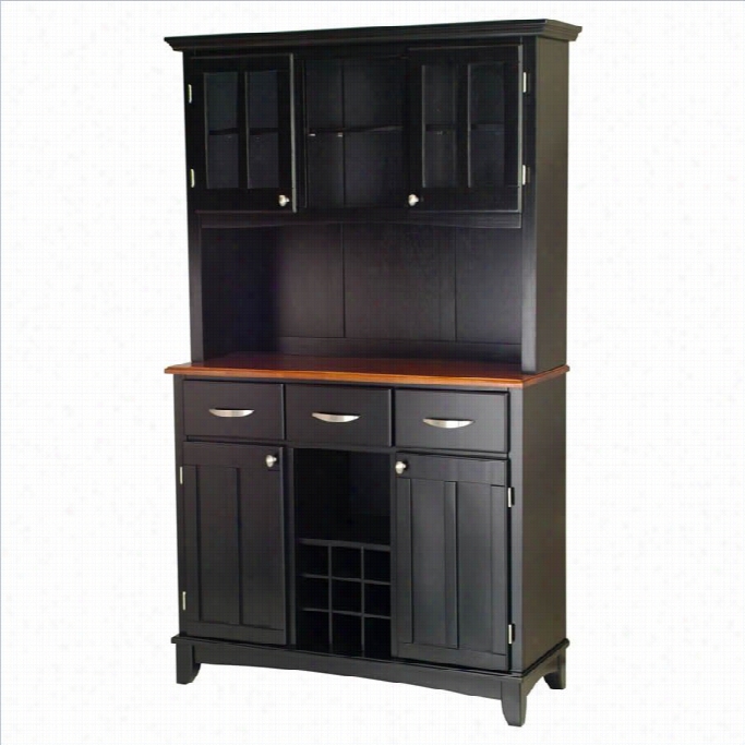 Home Styles 3 Drawer Black Buffe Tand 22-door Hutchh With Cottage Oak Top