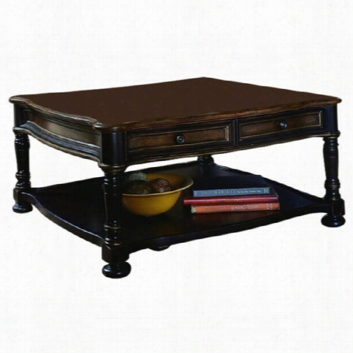 Hooker Furniture Preston Ridge Square Cockktail Table In Black & Cherry