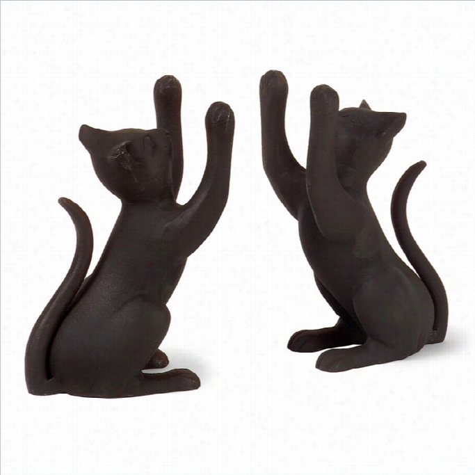 Imax Corporation Cat Bookends In Black (set  Of 2)