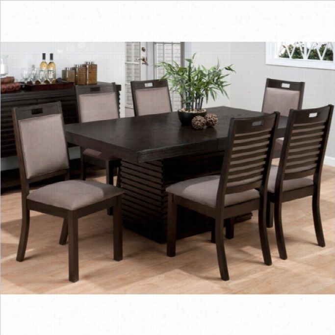 Jofran 588 Series 7 Piece Oak Rectangle Table And Hamilon Chair Set In Sensei Oak