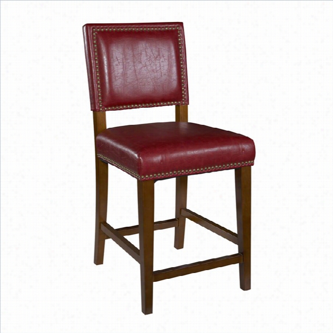 Linon Brook 24 Counter Stool In Brown And Red