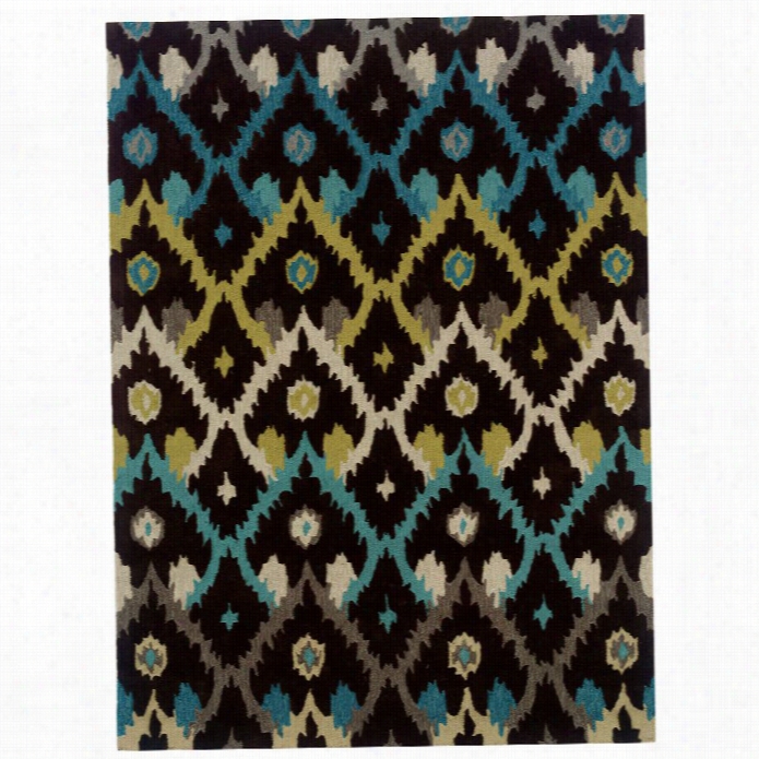 Linon Trio 5' X 7' Hand Tufted Rug In Black And Teal