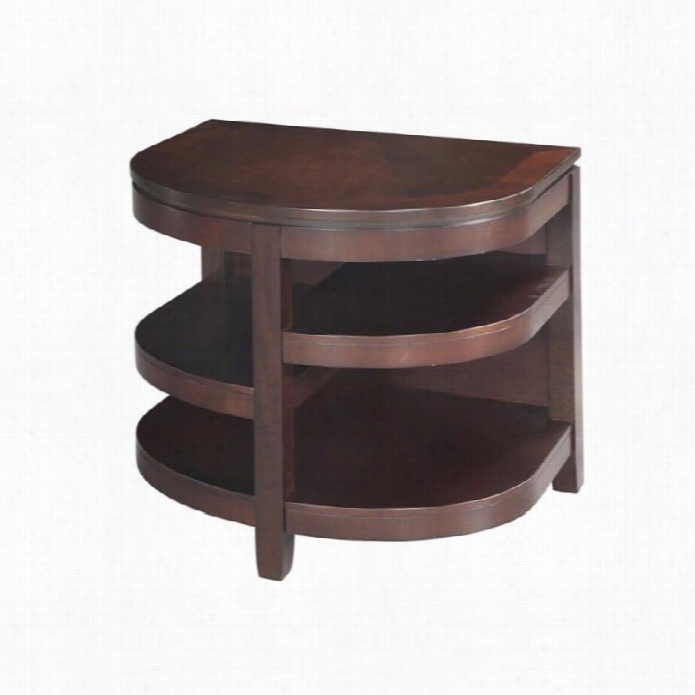 Magnuussen Brunswick Demiilune End Table W/ Storage Shelves In Coffee Bean