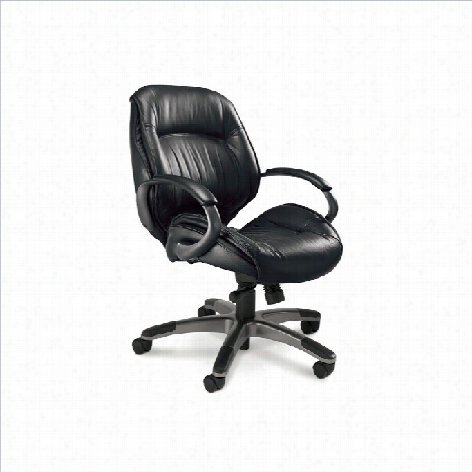 Mayline Series 100 Ultiom Mid-abck Office Chair In  Black Leather