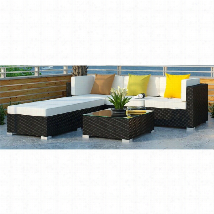 Modway Innnovate 5 Piece Outdoor Sofa Set I Espresso And White