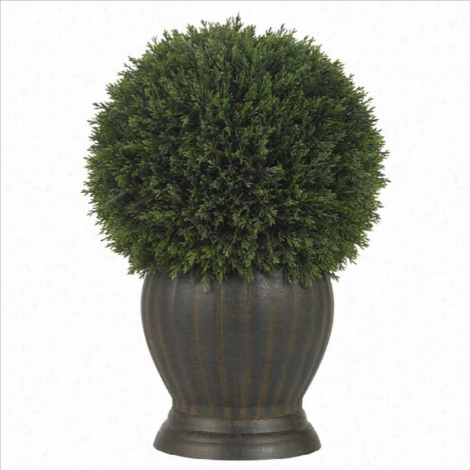 Nearly Naturral Cedar  Ball Topiary Silk Plant In Green