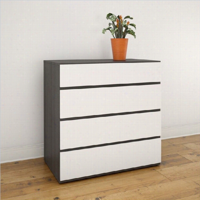 Nexera Allure Chest With 4 Drawers In Wwhit Lacquer Nad Ebony