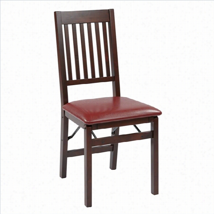 Office Star Haciedna Set Of 2 Folding Chair In Espresso And Red