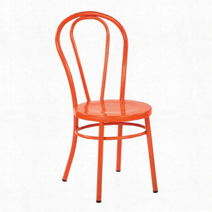 Office Staar Odessa Metal Patio Dining  Chair  In Solid Orange (set Of 2)