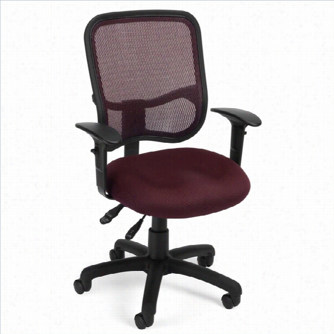 Ofm Mesh Comfort Series Ergonomic Task Office Chair With Arms In Wine