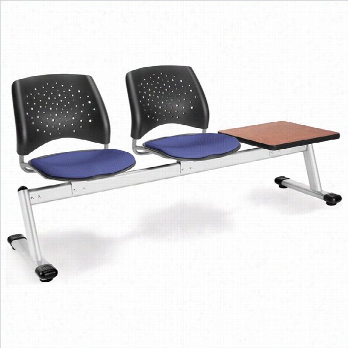 Ofm Star Beam Seating With 2 Seats Annd Table In Colonial Blue And Cherry