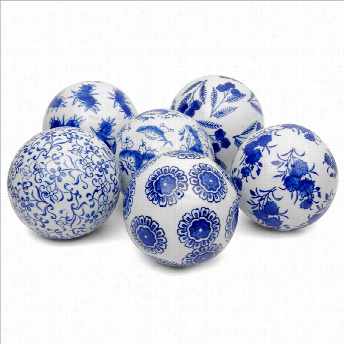 Oriental Furnituer 4 Ball Set In Blue And White (set Of 6)