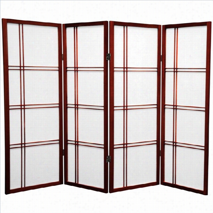 Oriental Movables 4' Atll Shoji Screen With4  Panel In Rosewood