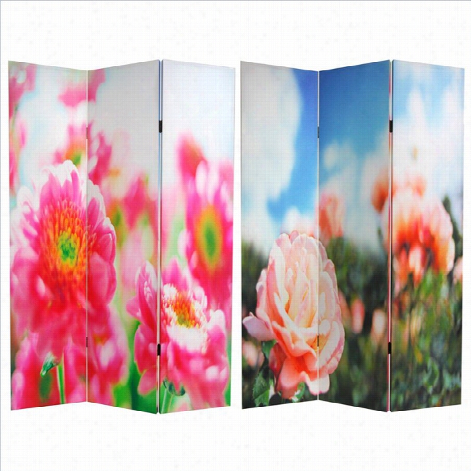 Orientl Furniture 6' Tall Summer Flowers Room Divider  In Multicolor