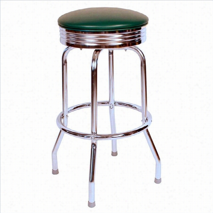 Richardson Seating Retro 1950s Chrome Swivel Bar Stool In Green-24