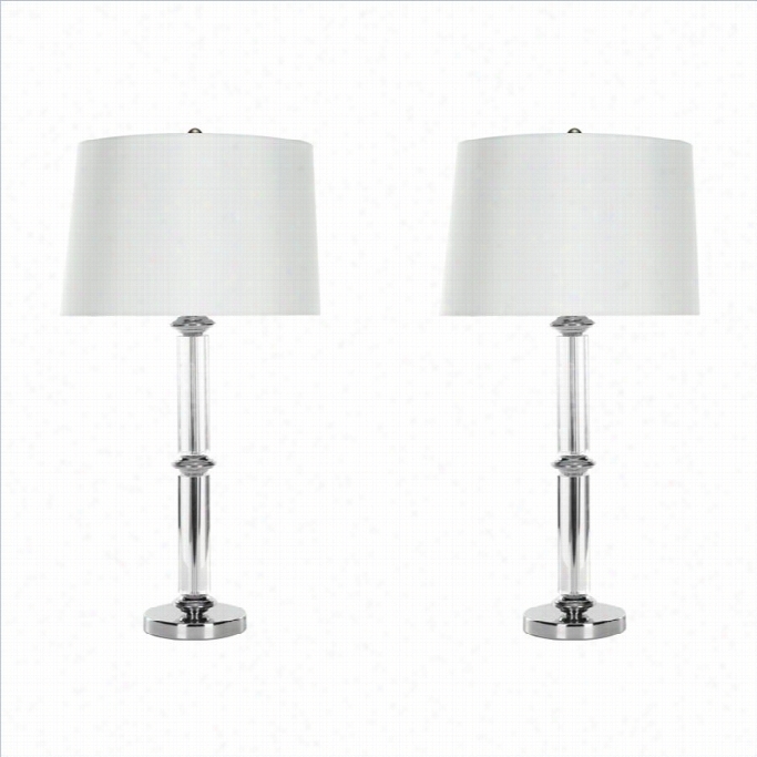 Safavieh Glass Table Lamp Wiht Ggene Va White Shade (set Of 2)