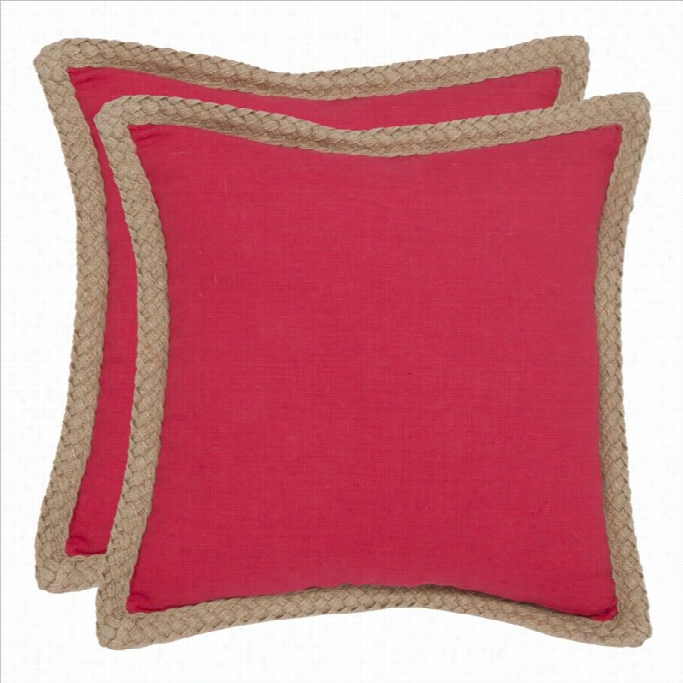 Safavieh Sweet Sorona 18 Jute Decorative Pilloow In Red (set Of 2)