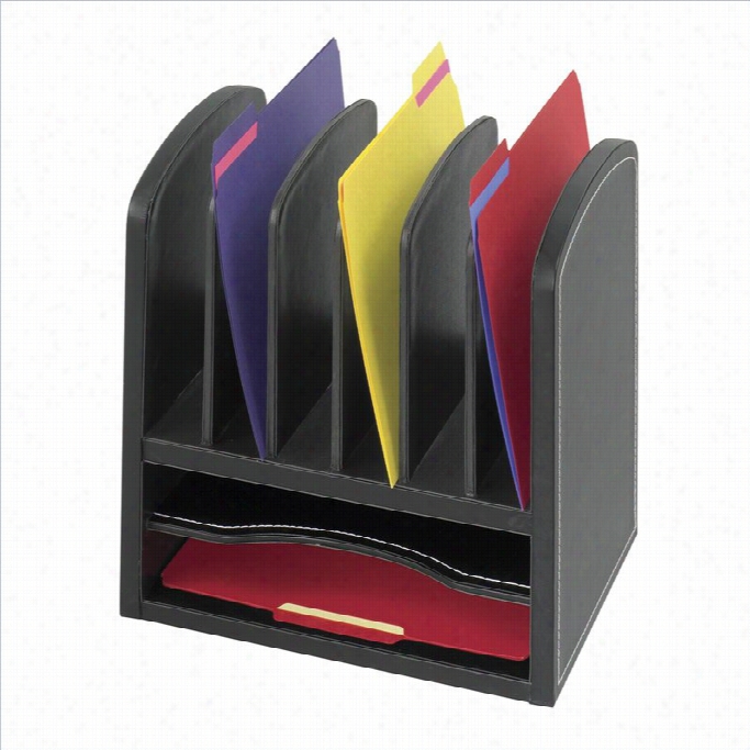 Safco Leather Ook Organizer 2 Shelves And 6 Slo Ts In Bl Ack