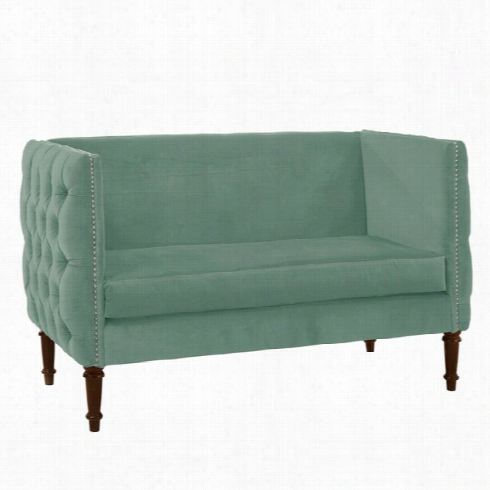 Skyline Nai L Button Tufted Settee Loveseat In Caribbean