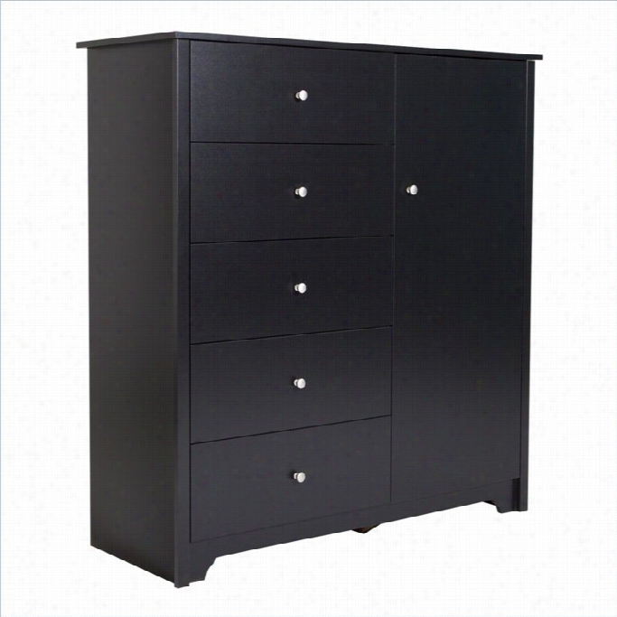 South Shore Vito Door Ches Twith 5 Drawers In Pure Black