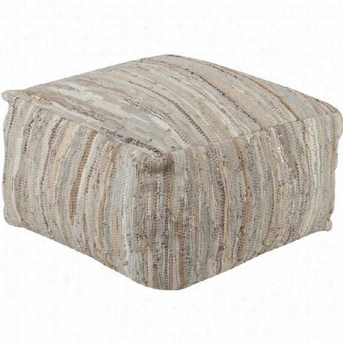 Surya Anthracite Leather Cube Pouf Ottoman Ij Blue And Gray