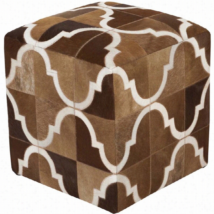 Surya Trail Cube  Pouf Ottoman In Brown