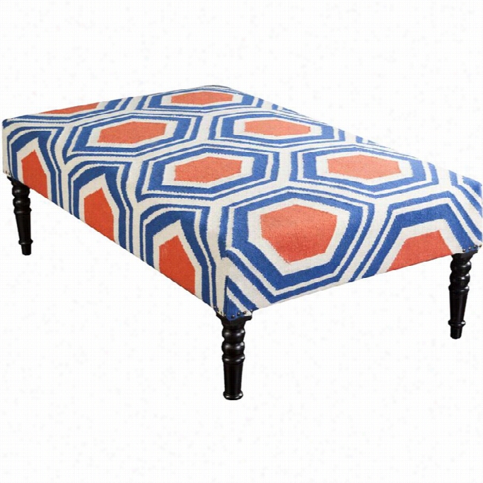 Surya Wool Bench In Blue And Orange