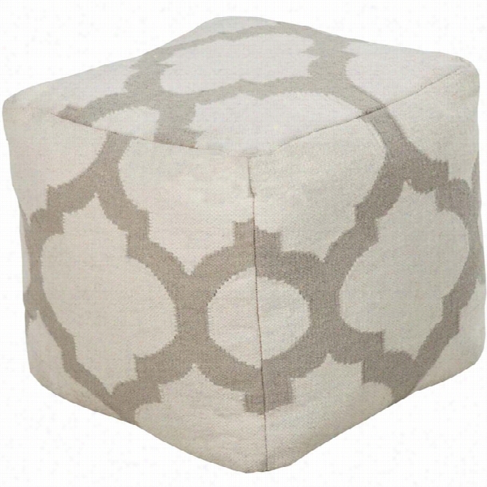 Surya Wool Cube Pouf Ottoman In Gray