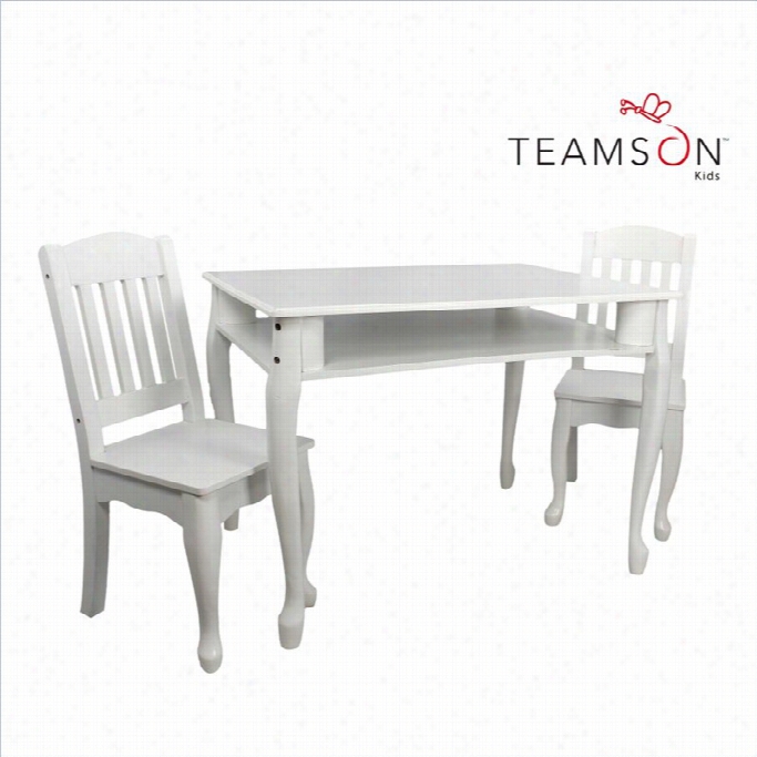 Teamson Kids Windsor Rectangular Table And Set Of 2 Chairs In W Hite