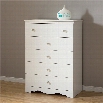 South Shore Crystal 5 Drawer Chest in Pure White