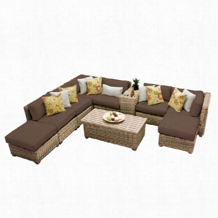 Tkc Cape Cod 10 Piece Outdoo Rwicker Sofa Set In Cocoa