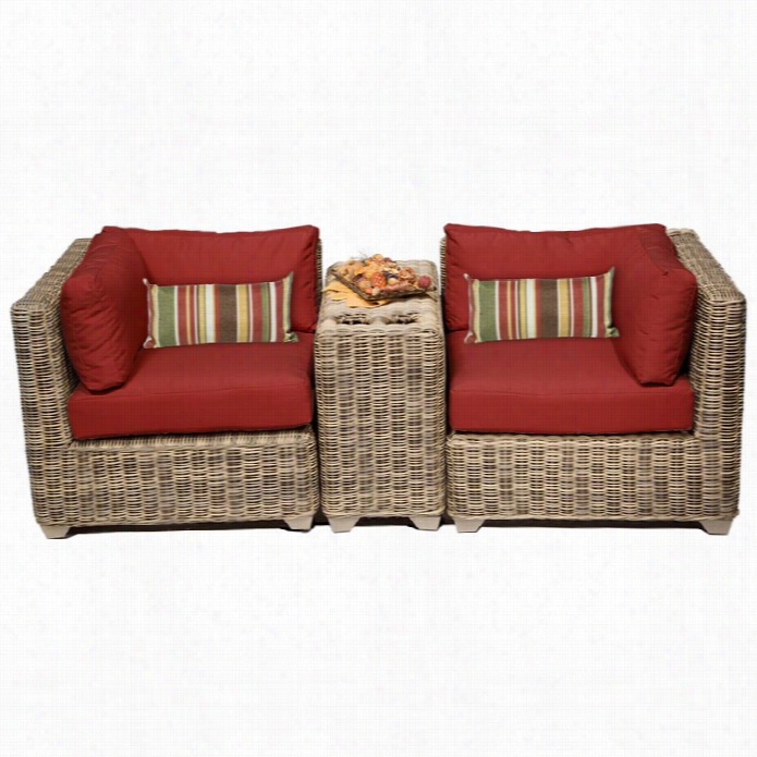 Tkc Cape Cod 3 Piece Outdoor Wicker Sofa Se Tn Terracotta