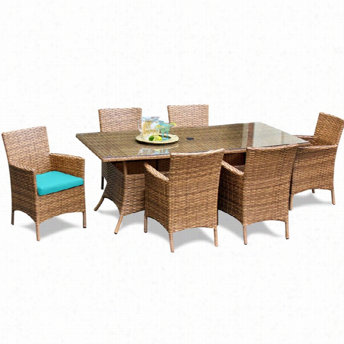 Tkc Laguna 7 Piece Wicker Patio Dining  Set In Aruba