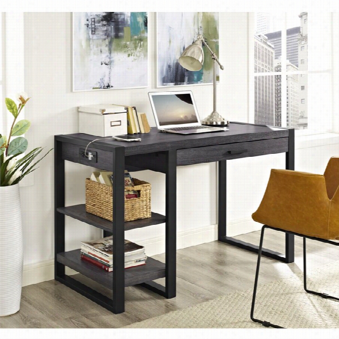 Walker Edison 48 Urban Belnd Computer Desk In Charcoal