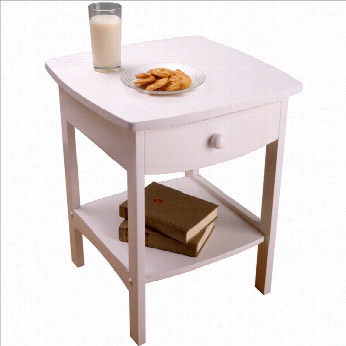 Winsome Basics Solid Wood End Table / Nightstand In  White