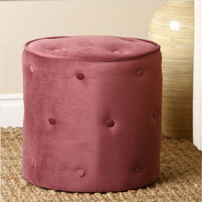 Abbyson Living Athena Round Velvet Tufted Ottoman In Purple