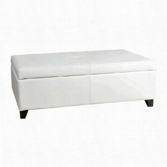 Abbyson Mode Of Life Merida Leather Storage Flip Top Ottoman In Ivory