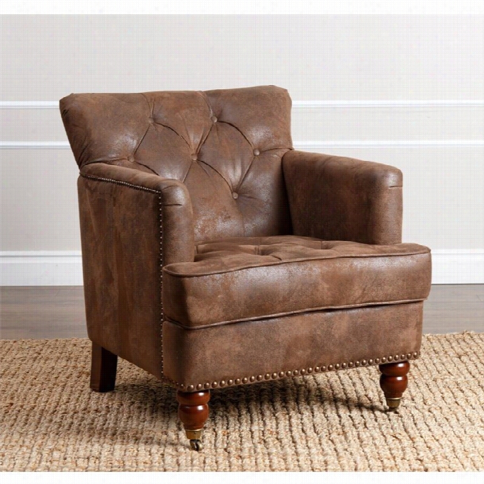 Abbyson Quickening Misha Tufted Fabric Accent  Chair In Antique Brown