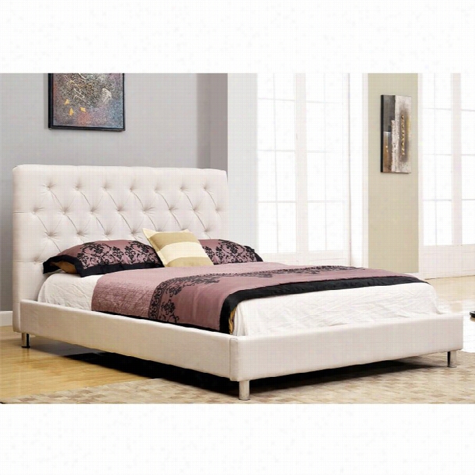 Abbyson Living Newton Linen Upholstered  Uene Panell Bed In Ivory