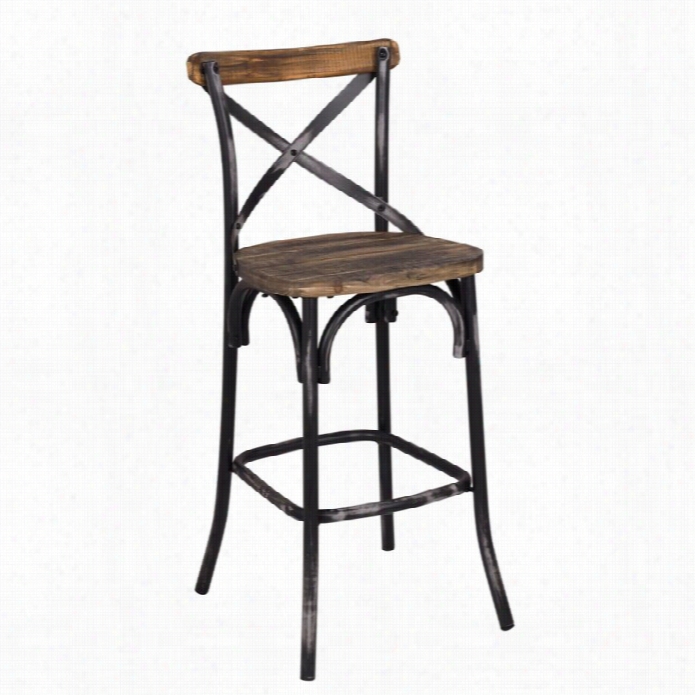 Acme Zaire Bar Stool In Walnut And Antique Black
