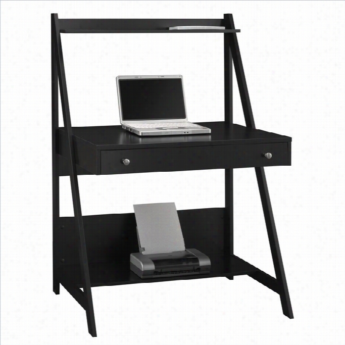 Bush Myspace Alamosa Wood Ladder Desk In Black