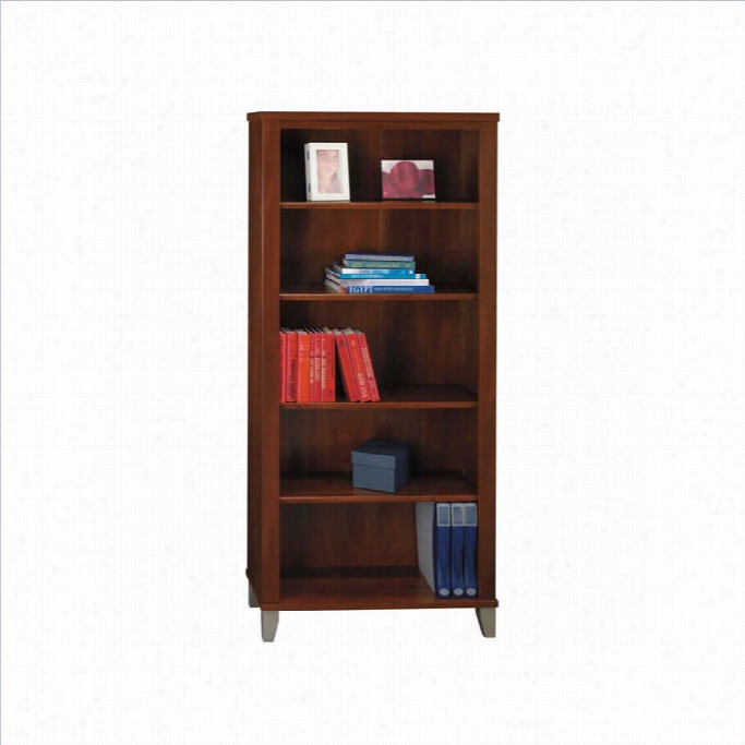 Bush Somerset 65h 5 Shelf Wood Bookcase I Nhansen Cherry