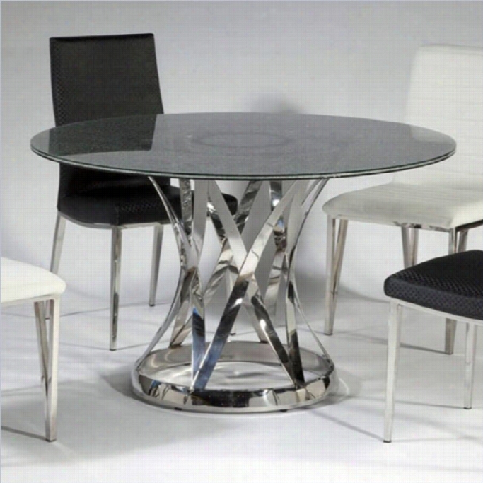 Chintaly Janet Marble Top Dining Table In Lacquer And Stainless Steel