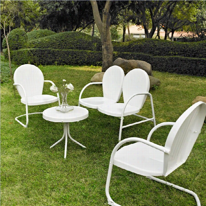 Crosley Griffith 4 Metal Outdoor Seating Set In White
